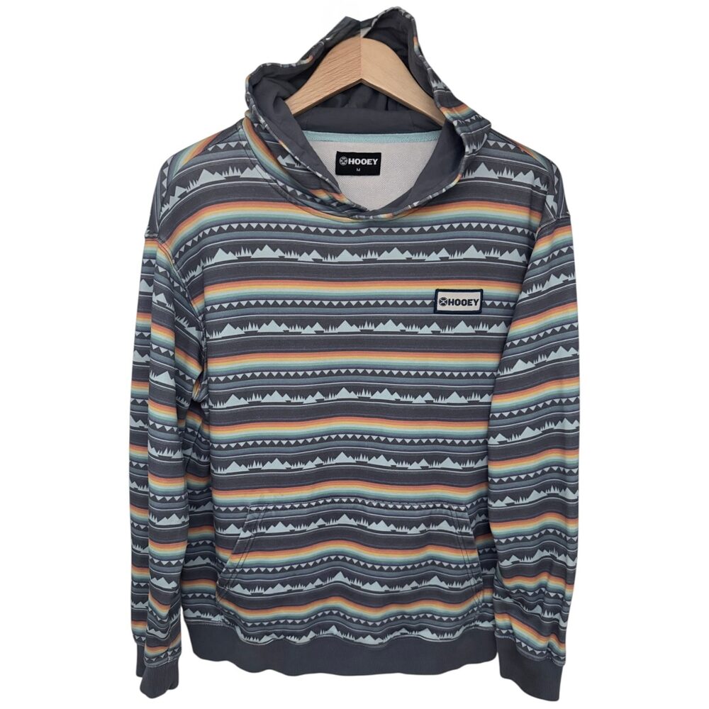 HOOEY Men's M Gray Multicolor Teton Hoodie Geometric